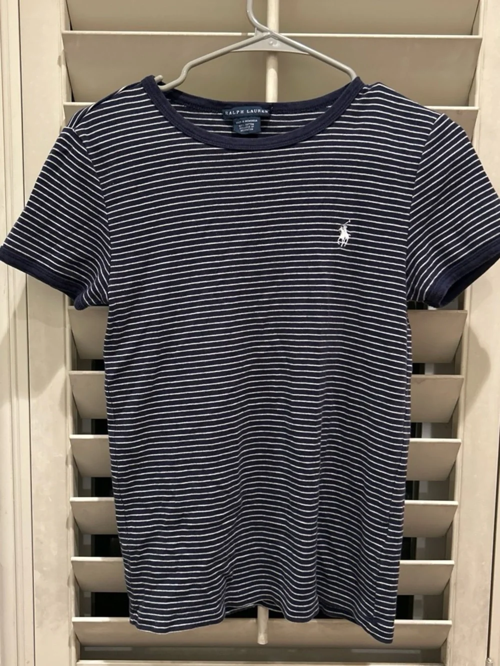 Ralph Lauren Navy and White Striped Short-Sleeve Tee
